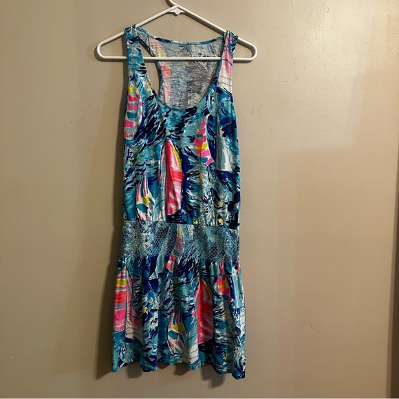 Lilly Pulitzer Dresses & Skirts - LILLY PULITZER Tideline Mini Dress Sz S Sparking Blue Vacation Drop Waist Tropic